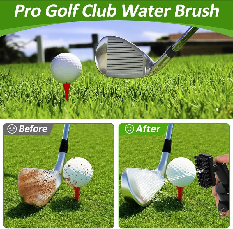 nabobt Golf Towel and Brush Set, Premium Golf Towel(16x16 inch) & Club Brush Cleaner with Retainer Clip and Squeeze Water Bottle, Essentials Golf Accessories for Men - Image 3